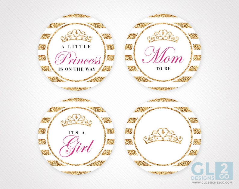 Princess Cupcake Toppers W/ Tiara for Girl Baby Shower / Birthday. 2 ...