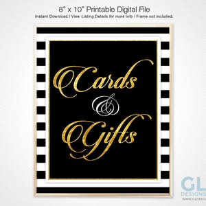 Black, White & Gold Guest book Sign. 8x10 Printable Stripe Bridal Shower / Wedding Sign, Please Sign Our Guestbook Table Sign. Party Decor image 5