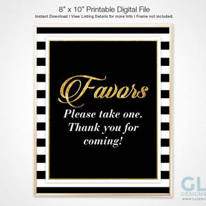 Black, White & Gold Guest book Sign. 8x10 Printable Stripe Bridal Shower / Wedding Sign, Please Sign Our Guestbook Table Sign. Party Decor image 6