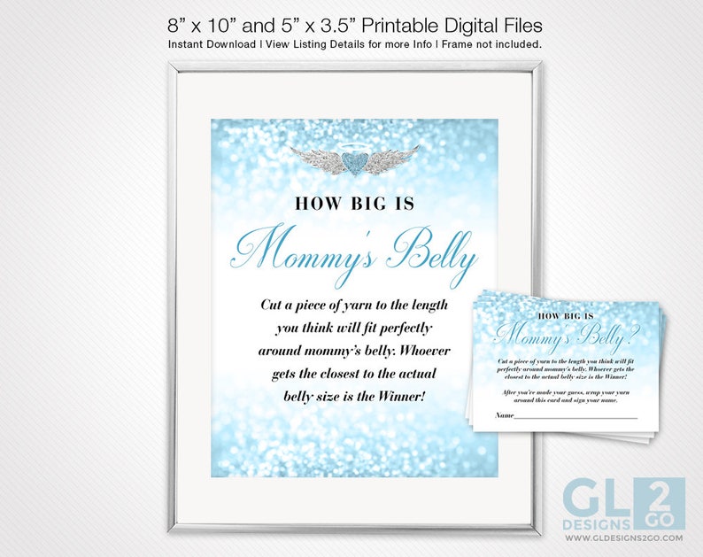 How Big Is Mommy S Belly Boy Baby Shower Game Blue White Etsy