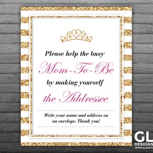 Princess Baby Shower Address an Envelope Sign. 8x10 Printable Girl Baby ...