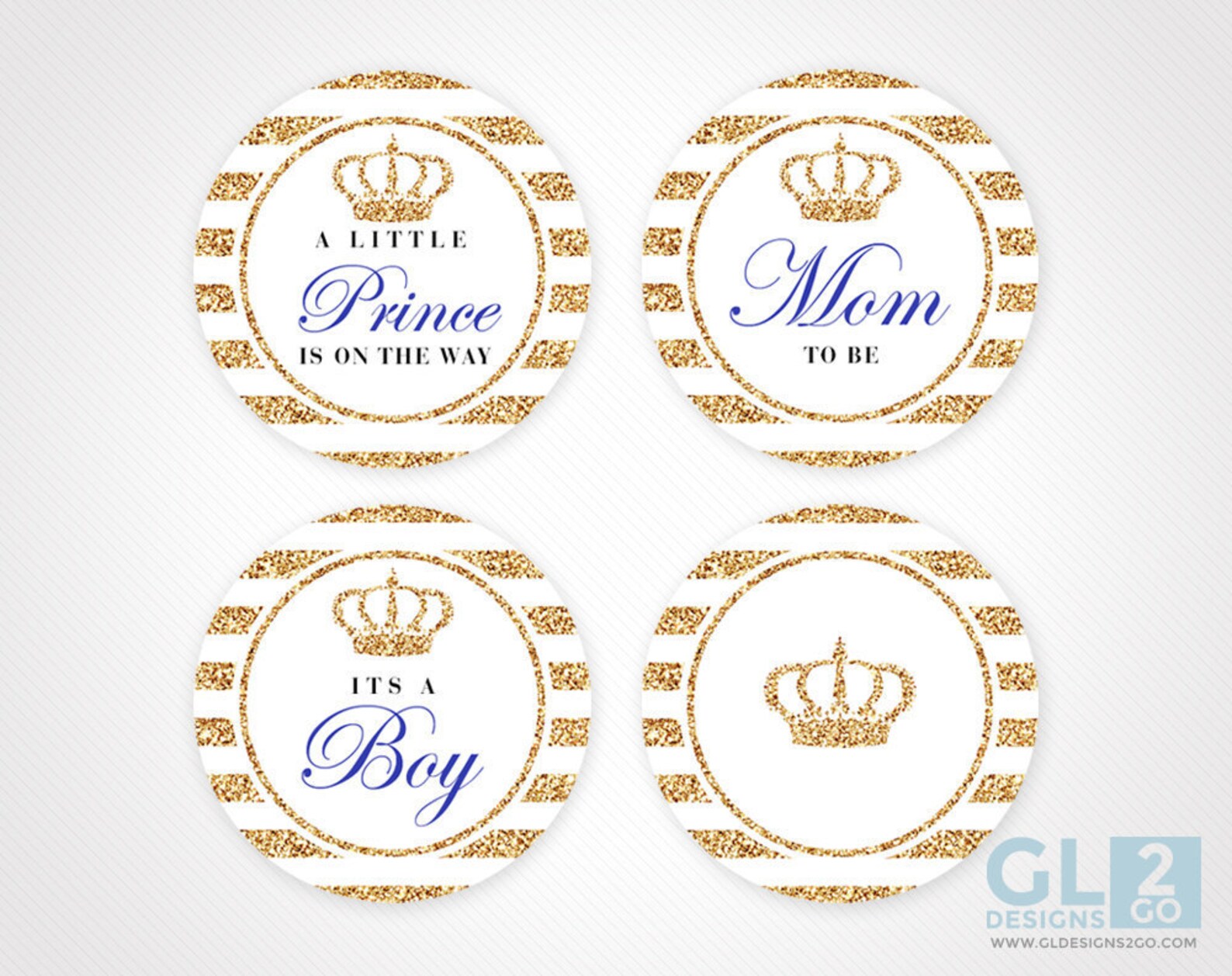 Royal Prince Cupcake Toppers or Favor Tags W/ Crown for Boy - Etsy