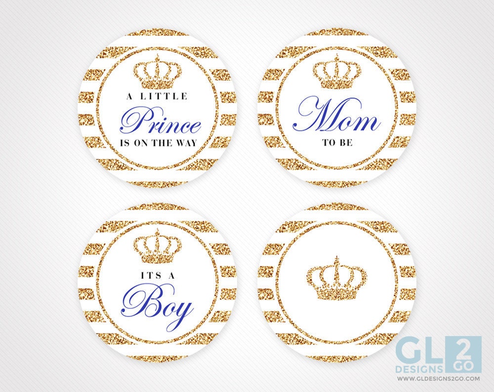 Royal Prince Cupcake Toppers or Favor Tags W/ Crown for Boy - Etsy