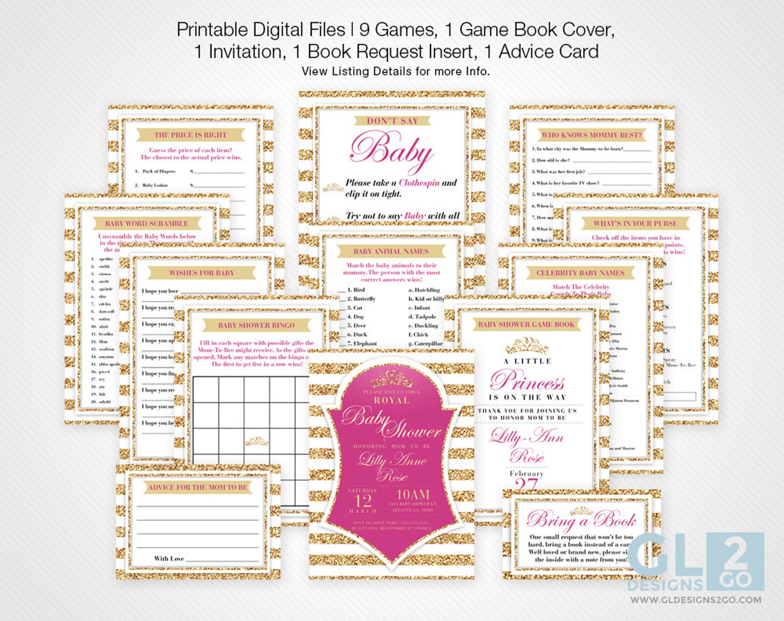 Find The Guest Printable 5x7 White Gold Pink Guest Etsy