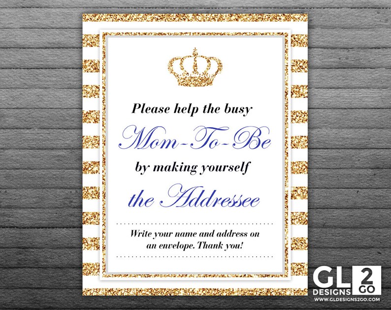 Prince baby shower address an envelope sign printable boy etsy