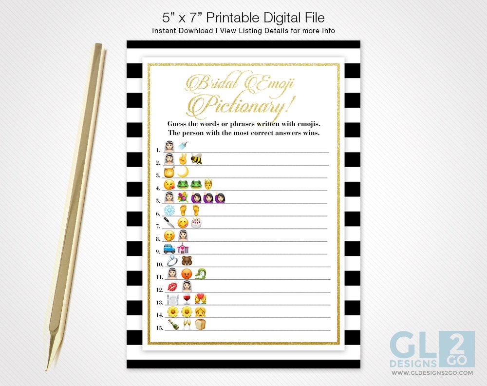 Bridal Emoji Pictionary Game. Printable Bridal Shower Game ...