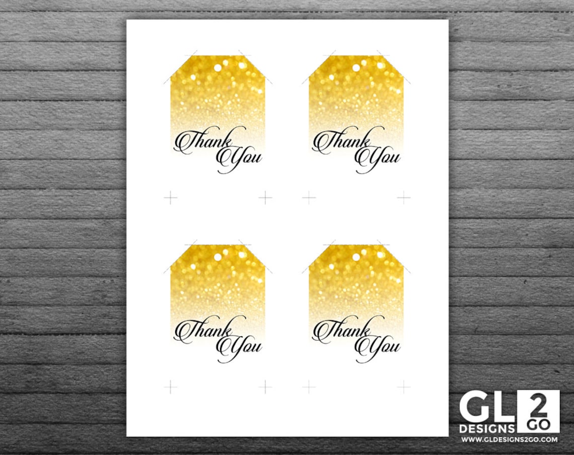 Gold Thank You Tags / Favor Tags. Printable 2.25x2.25 Etsy