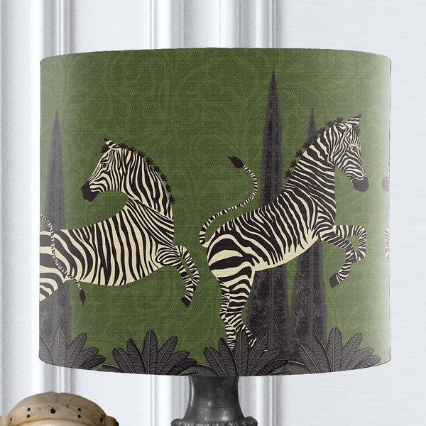 Zebra table lamp Animal floor lampshade Modern lampshade Green living room African home decor Zebra room decor Funky gifts - Verdant green