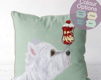 Westie Gifts west highland terrier cushion westie pillow home decor pillow dog lover gift animal cushions pet gift dog gift ice cream