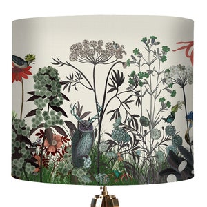 Floral lampshade - Wildflower Bloom - Designer lamp shade Woodland lampshade Drum spider top shade large pendant Woodland Nursery lighting