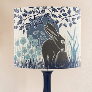 Woodland lamp shade Hare lampshade country home lampshade table lamp lampshade ceiling pendant shade wildlife lover Hare decor rabbit INDIGO