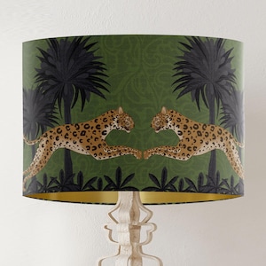 Paralume leopardo verde, paralume in stile Art Déco per lampada da terra o da tavolo