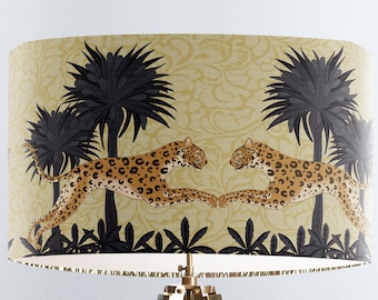 Leopard lampshade Spider top lampshade large Animal table lamp Gold office lighting Big cat decor Tropical home decor African style - Gold