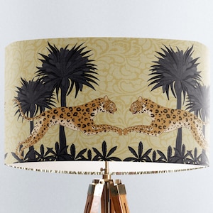 Leopard lampshade Spider top lampshade large Animal table lamp Gold office lighting Big cat decor Tropical home decor African style - Gold
