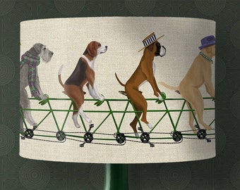 Lampskärm Hund Tandemtrumma lampskärm hundälskare gåva hund barnkammare lampskärm hänge hund på cykel hunddekor tema barns sovrum barnrum