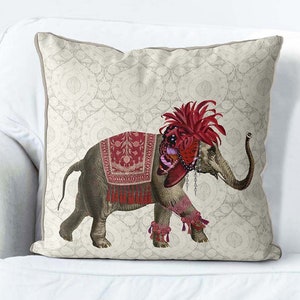 Almohada de elefante decoracion india Decoracion de elefante Almohadas de acento azul tirar funda de almohada cojines de acento decoracion india cojin de animales tienda de vendedores del Reino Unido ...
