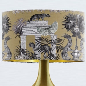 Gold Lampshade Leopard unique table lamp shade pendant lampshade pattern lampshade living room lampshade black and gold botanical spider top