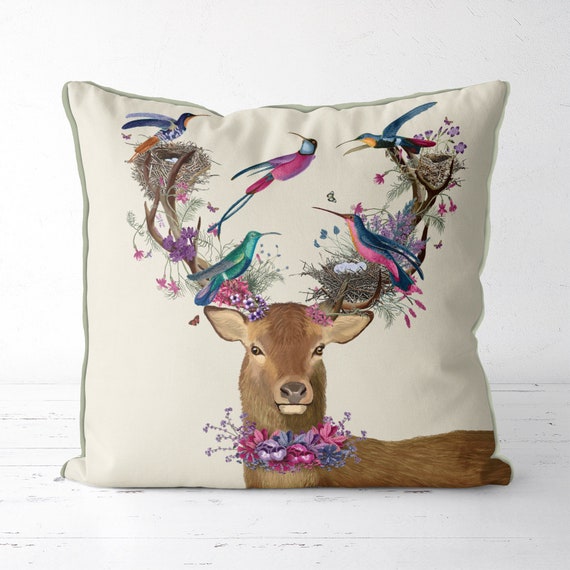 Spring Decor Spring Pillows Deer Pillow Deer Pillows Animal pillow with stag