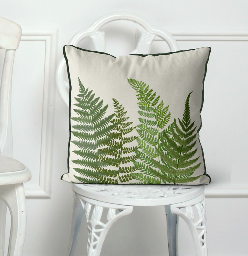 Fern Grove 1 Botanical Pillow Cover Green Fern Cushion Etsy UK