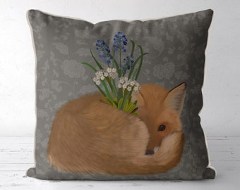 Woodland Fox Cushion, Fox throw pillow, english countryside decor, woodland decor, sofa Cabin decor, Fox couch pillow, Bohemian