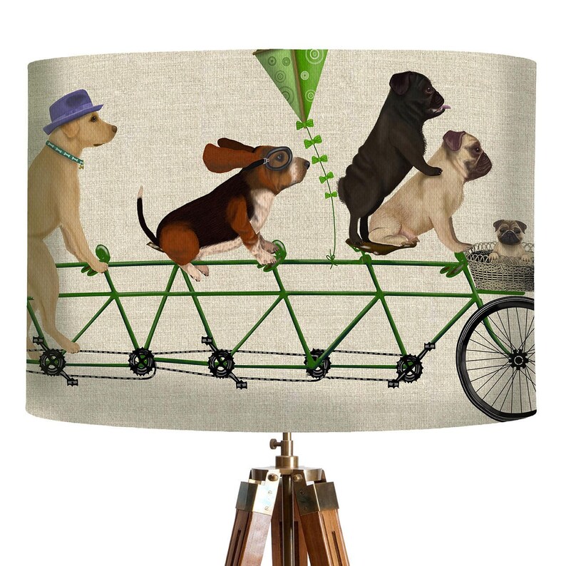 Lamp Shade Dog Tandem Drum Lampshade Dog Lover Gift Dog Nursery ...