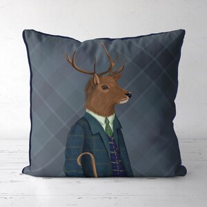 Scottish Deer Pillow Cover - Alistair McStag - Scottish gift or deer lover, farmhouse cushion cover, country house stag, deer cushion