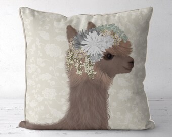 Pretty Llama pillow cover, Llama gift idea, llama accent pillow, llama lover gift, animal throw pillows, new home gift, Bohemian