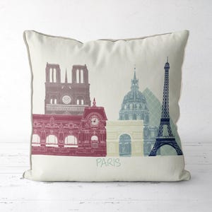 Paris Pillow skyline 2 French pillow Paris gift Paris accent pillow housewarming gift travel theme travel gift cushion throw pillow