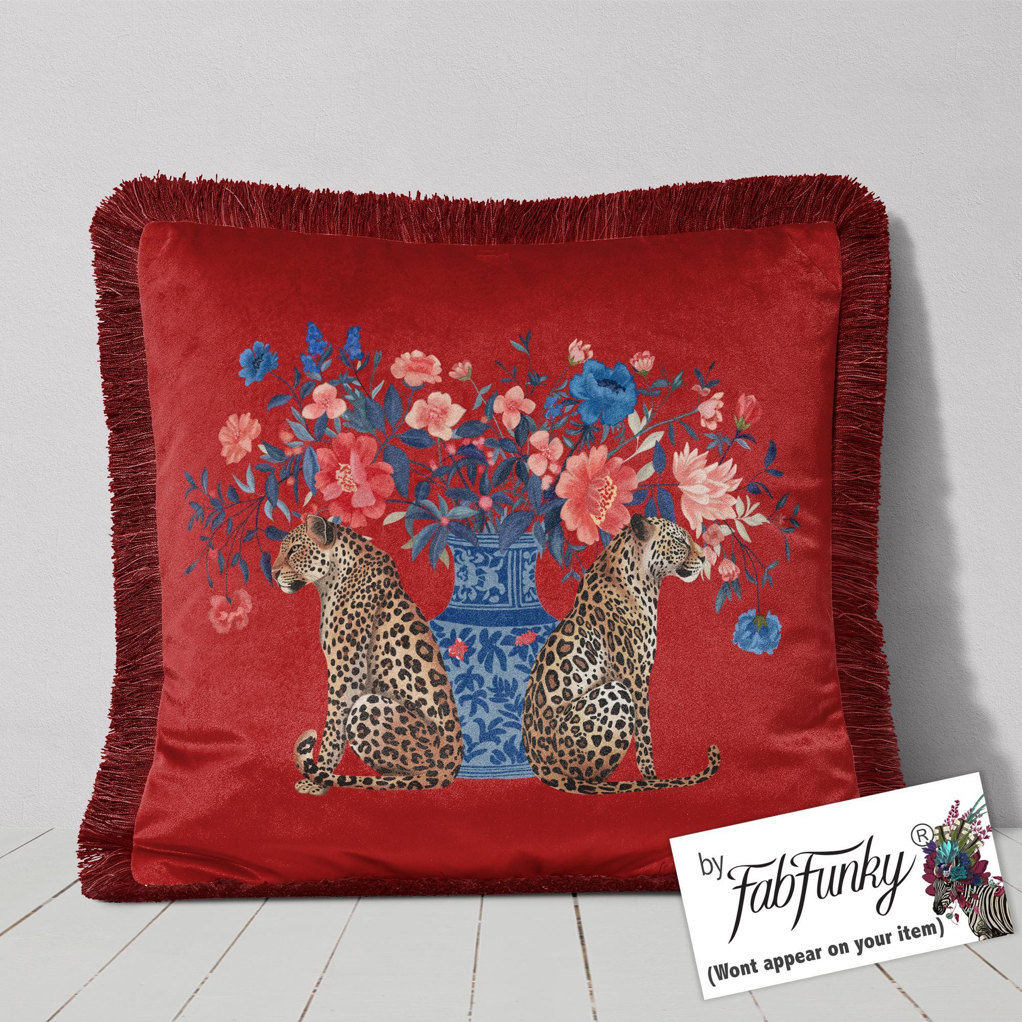 Homemissing Lot 2 Housses De Coussin Léopard 61x61 Cm – Motif Guépard Bleu/Gris – Double Face – Polyester