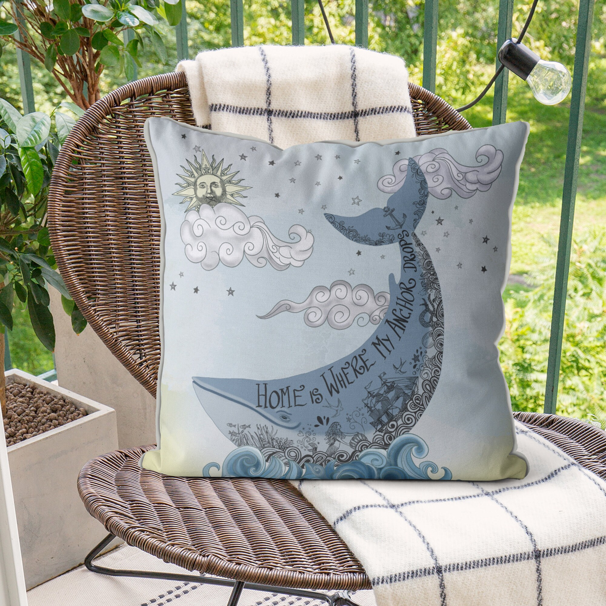 Blue Whale Pillow Cover Coastal Pillow Whale Gift New Home Etsy