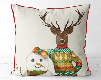 Christmas pillow cover - Deer Christmas Sweater - Christmas cushion cover christmas decor xmas decor xmas pillow deer cushion deer gift stag