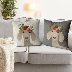 Söt get bondgårdskudde, get accentkudde, getkudde gårdsdjur kuddar, getpresenter gårdspresenter gårdsbarnrumsinredning, boho bild 5