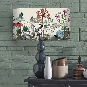 Floral lampshade Wildflower Bloom Designer lamp shade Woodland lampshade Drum spider top shade large pendant Woodland Nursery lighting image 3