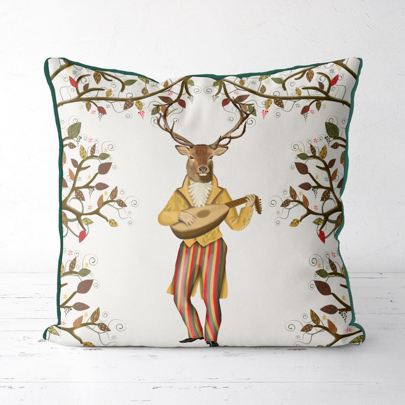 Gift For Music Lover Sofa Pillows Woodland Decor Deer Pillow Etsy