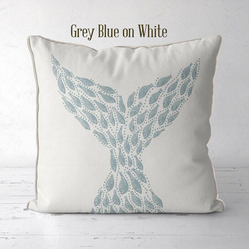 Whale Tail white on navy blue - Nautical pillow cover Modern coastal pillow cover navy Coastal throw pillow, Coastal style handmade designer image 8