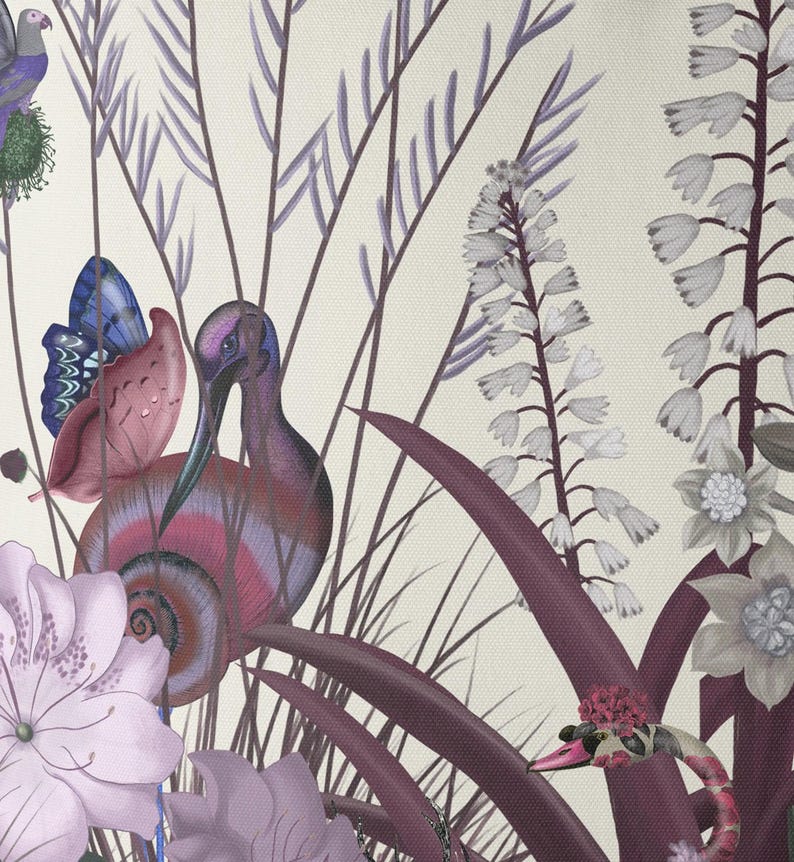Federa per cuscino con cigno e fiori, cuscino di design fatto a mano con insoliti e bellissimi uccelli, elegante cuscino decorativo per la casa con motivo floreale rosa. immagine 5