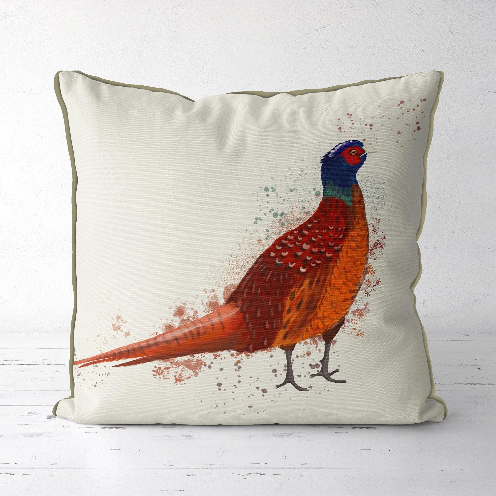 Rustic Pheasant Pillow Cover, Country House Game Bird Cushion