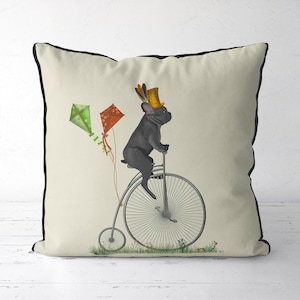 Black French Bulldog pillow cover French Bulldog cushion cover French Bulldog gift idea for Frenchie owner lover, cute dog owner gift uk