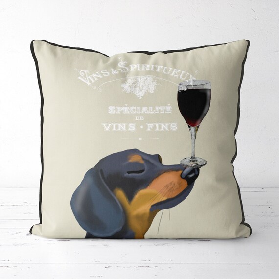 Dachshund Gifts Dachshund Pillow Cover Wine Gift for Wine Lover