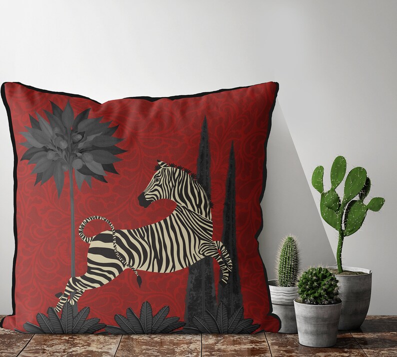 Zebra Pillow Cover Dancing Zebra Ruby Zebra Cushion Cover Etsy UK