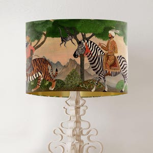 Tiger and Zebra Indian Style lampshade - Large lamp shade with gold lining, lampshade for table lamp pendant lamp shade for ceiling