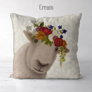 Pretty sheep farmhouse pillow, lamb accent pillow, sheep throw pillow farm animals pillows, sheep gifts, farm gifts, farm nursery, Bohemian image 9