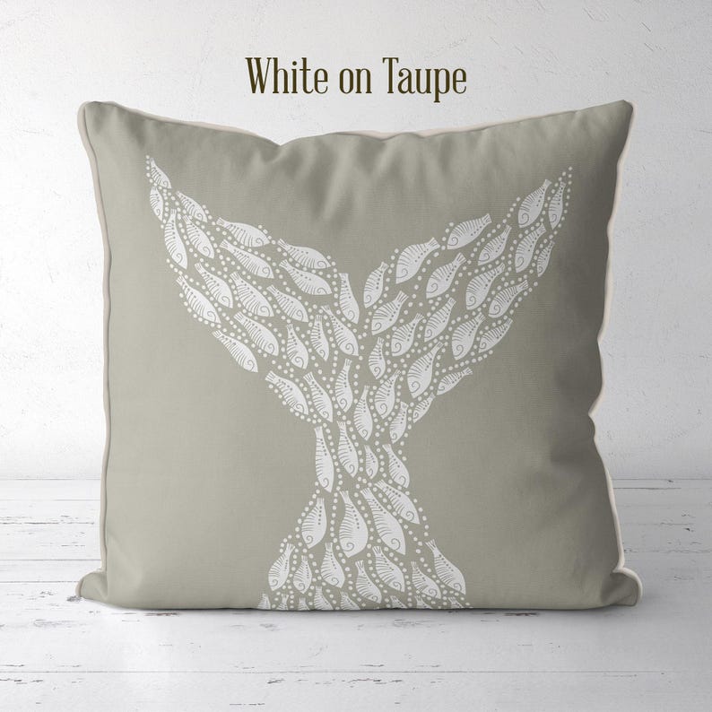 Whale Tail white on navy blue - Nautical pillow cover Modern coastal pillow cover navy Coastal throw pillow, Coastal style handmade designer image 6