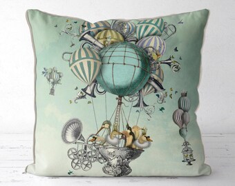 Accentkussen decoratief kussen - Aves Piger - woonkamerinrichting Sierkussen woondecoratie Heteluchtballonkussen grillig decor Vogelkussen