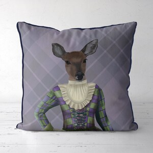 Scottish Deer Pillow Cover - Lady Elspeth - Scottish gift or deer lover, farmhouse cushion cover, country house stag, deer cushion