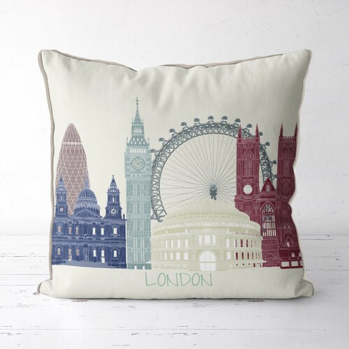 London Pillow England Pillow London Gift Skyline 2 London Etsy
