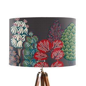 Serene Forest Bright - Retro lampshade with mid century style fabric - 70s Lighting - Modern Lamp Shade Retro botanical floral colourful