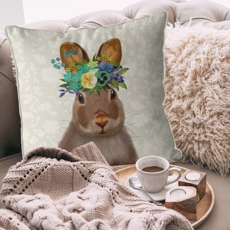 Cute Rabbit Cushion Covers Rabbit Nursery Decor Woodland Etsy