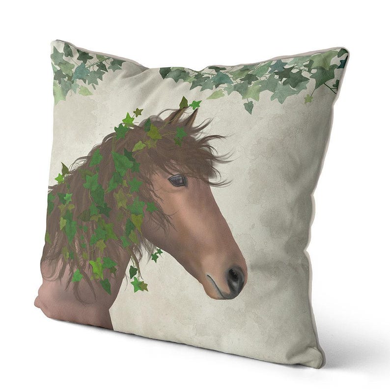 Funda de almohada de caballo Regalo ecuestre Almohada de caballo Decoración de casa de campo Funda de almohada de casa de campo Funda de cojín de caballo marrón Caballo castaño imagen 2