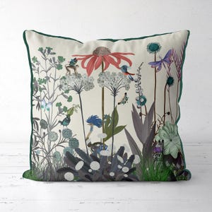 Wildflower Bloom - Ostrich - Floral pillow cover floral cushion cover bright colorful throw pillows summer flower decor multicolor pillows